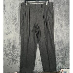 Vintage O'Connell's Dress Pants Mens 40 Tall (36x32) Gray Pleated Tweed Wool